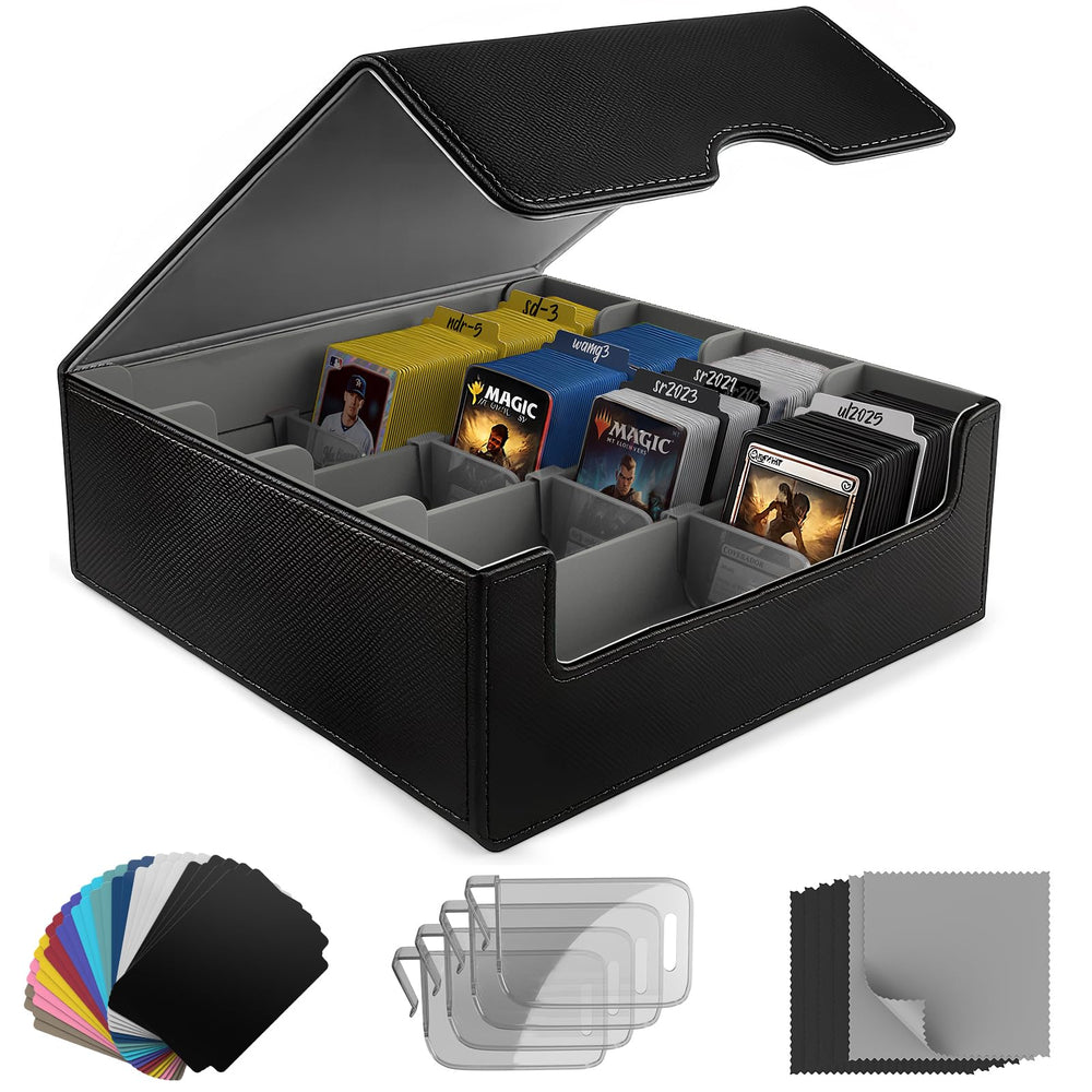 JNLODGE trading card storage box front view with magnetic lid for secure travel