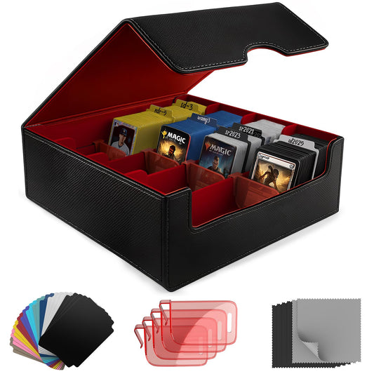 JNLODGE trading card storage box with magnetic lid keeps decks secure during travel.