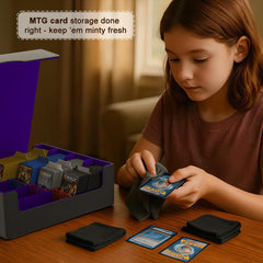 JNLODGE Trading Card Storage Box anti-slip travel design prevents openings.