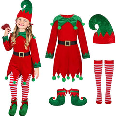 JNYVE Christmas elf dress front view highlighting soft velvet for festive wear.
