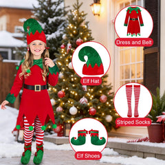 JNYVE elf hat detail showing classic red-green design for magical holiday costumes.
