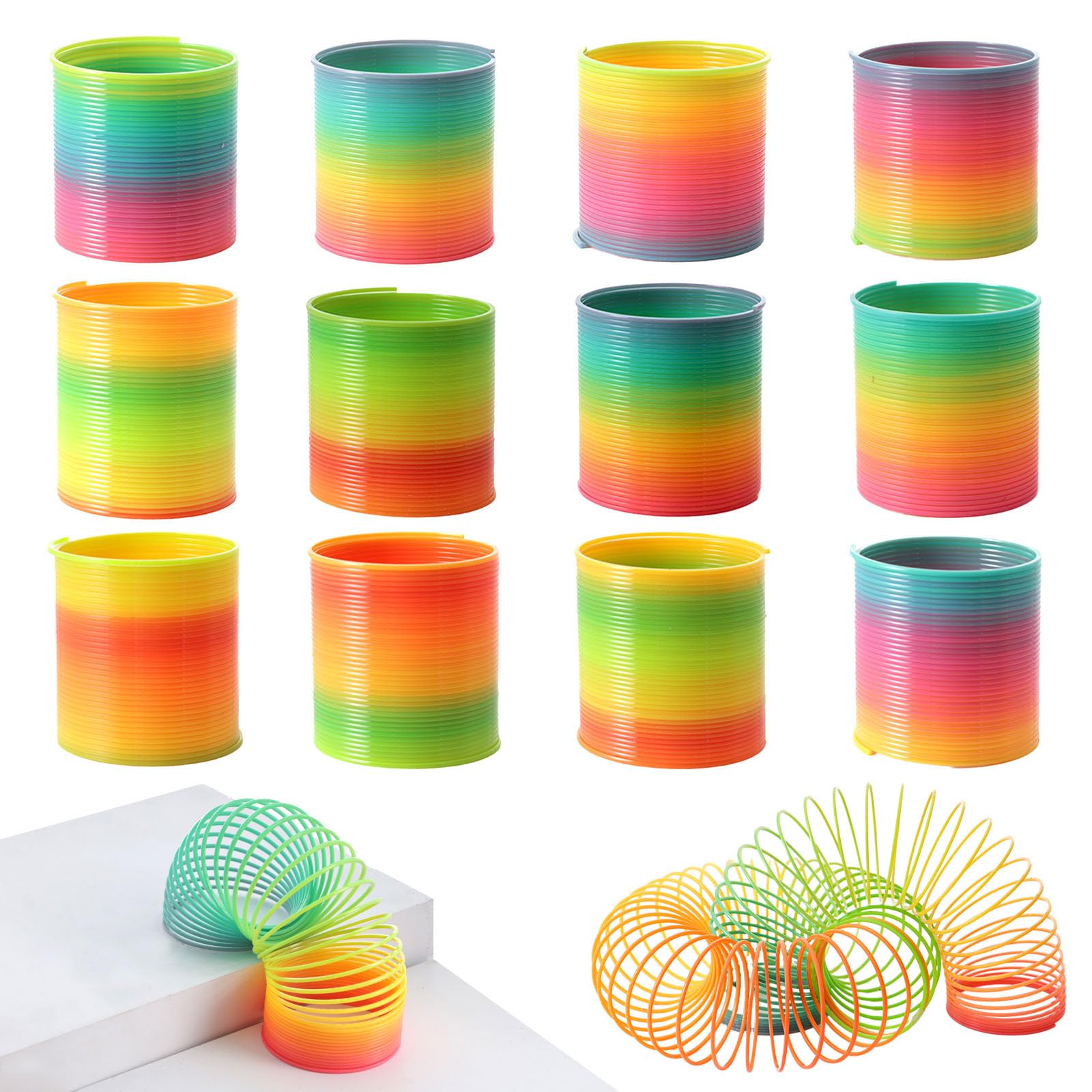 JOHOUSE rainbow spring toy, vibrant colors for party favors and gift bags