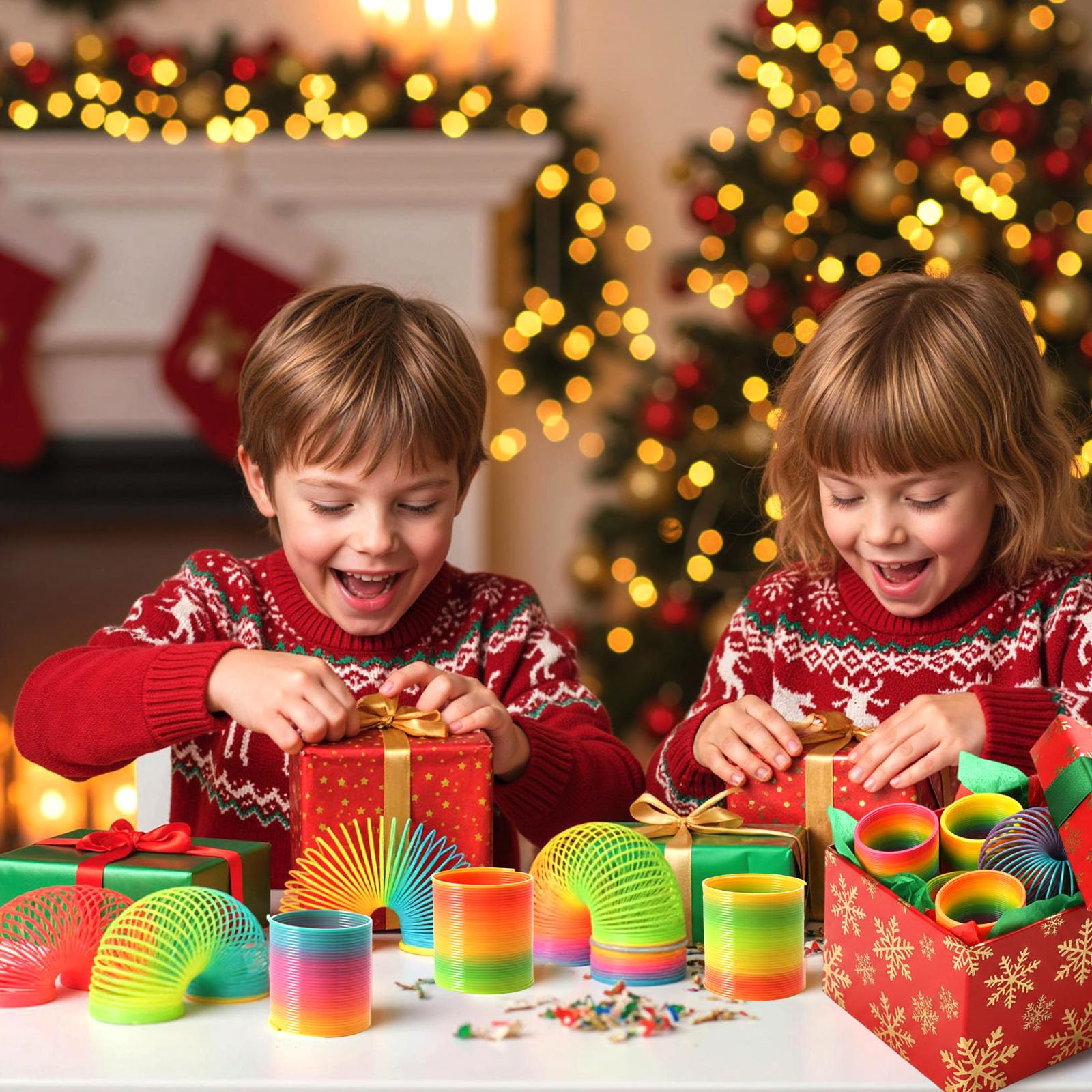 JOHOUSE rainbow spring toy used as birthday decor and fun centerpiece