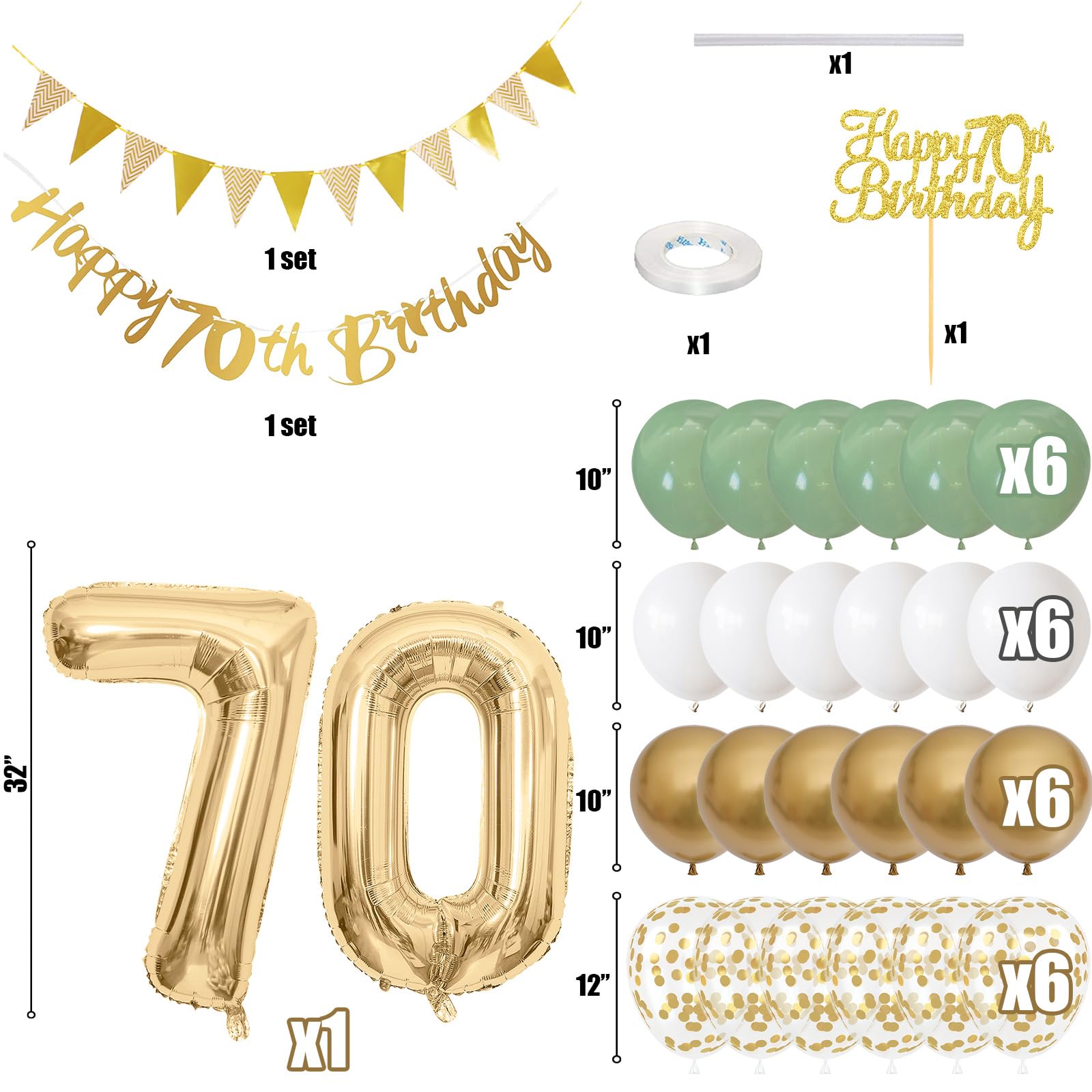 Jobkoo 70th foil number balloon—eye-catching centerpiece for milestone celebrations.
