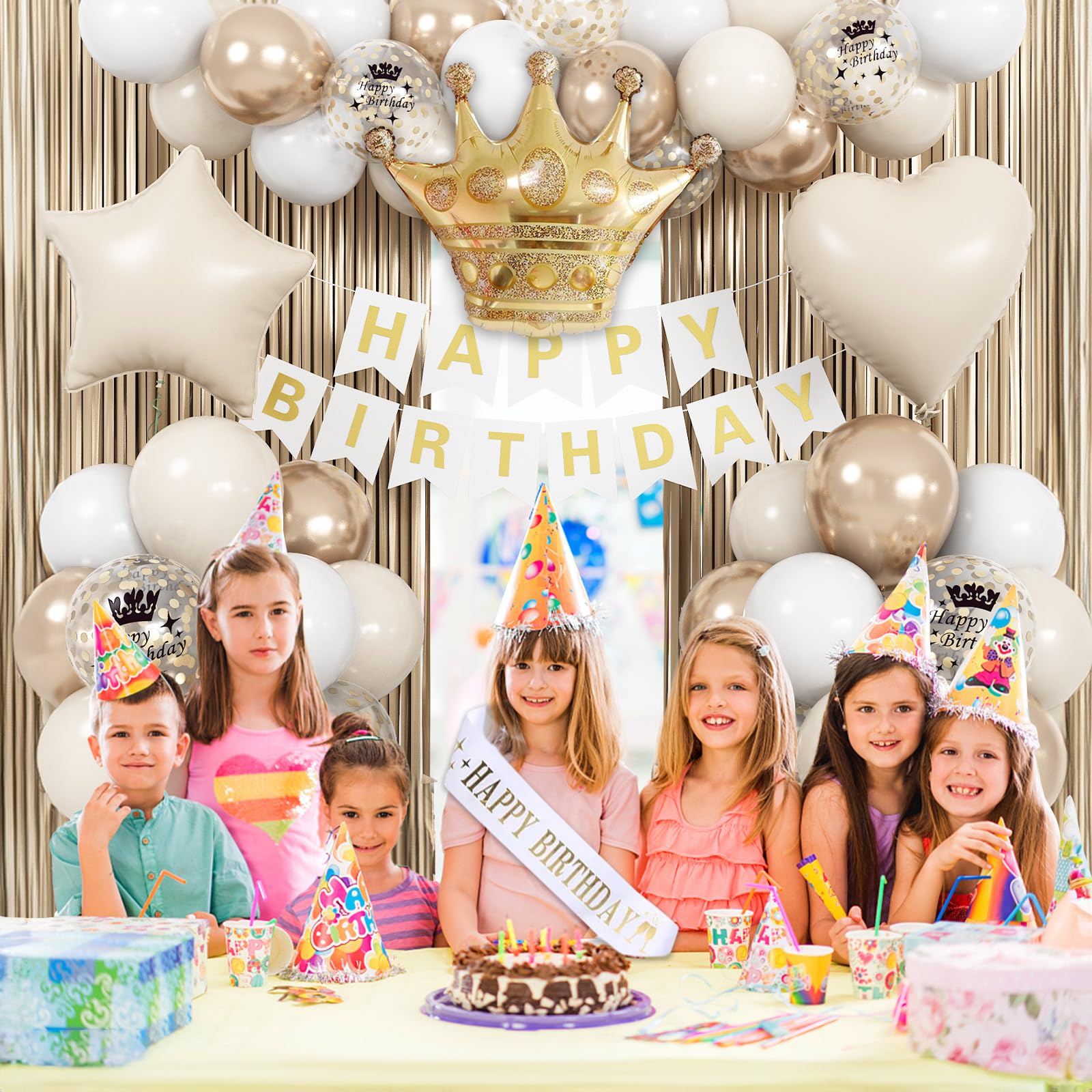 Jobkoo cream star foil balloon adds subtle sparkle to decor.