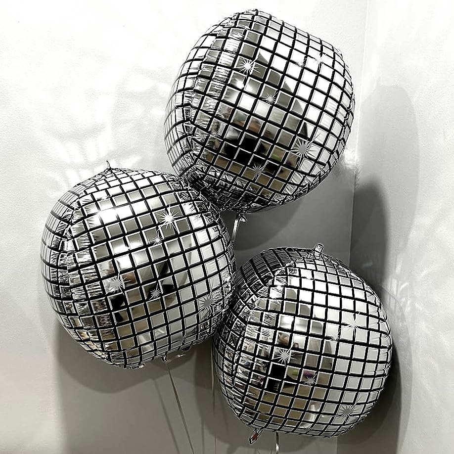 Jobkoo Disco Ball Arch Kit: 12-inch silver confetti balloons sparkle on the arch