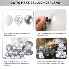 Jobkoo Disco Ball Arch Kit: 5-inch white balloons complete the polished look