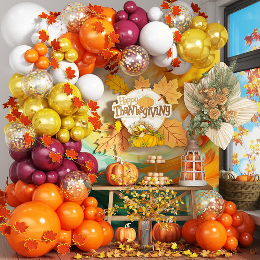 Jobkoo fall balloon arch kit main display for autumn harvest party.