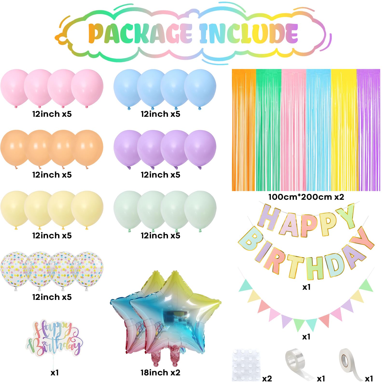 Jobkoo pastel fringe curtain backdrop adds soft color to photos.