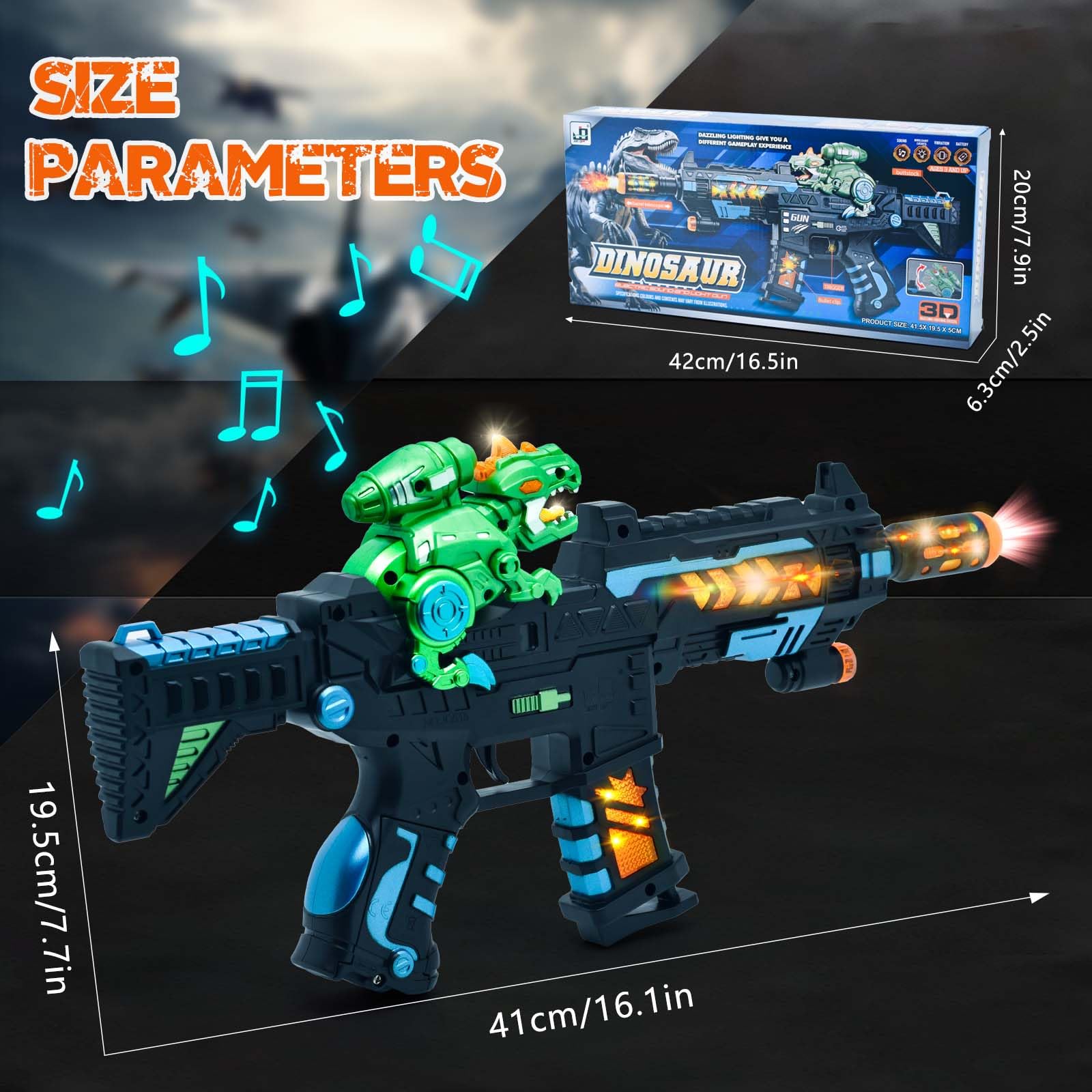 JOCOUNY LED lighted toy gun display bright colors for night time pretend play