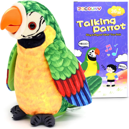 JOCOUNY volume-adjustable talking parrot demonstrates singing action for toddlers.