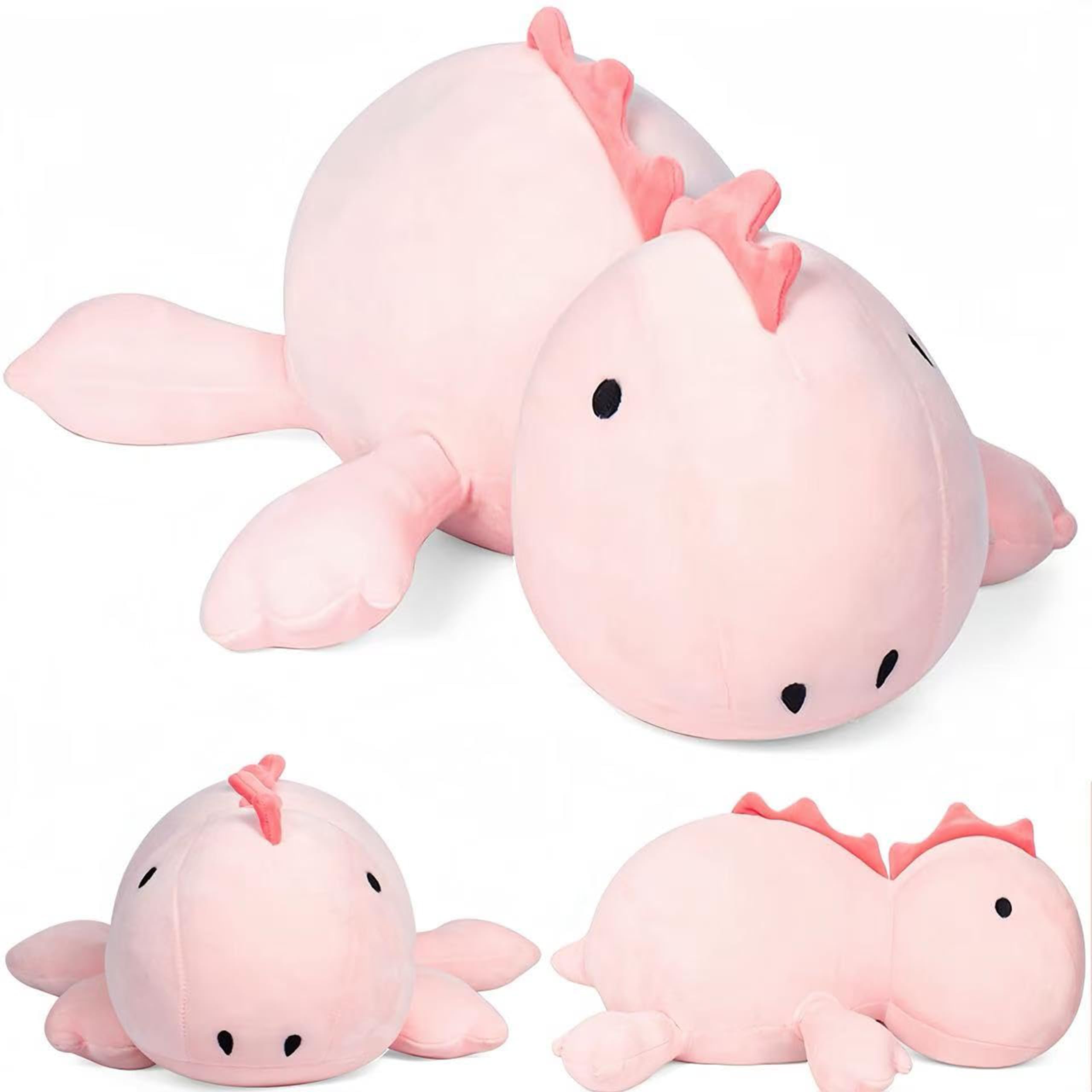 JOD weighted dinosaur plush full view in pink, cozy hugging companion