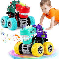 JODUDLR kids playing with dino-trucks, social play at home or park