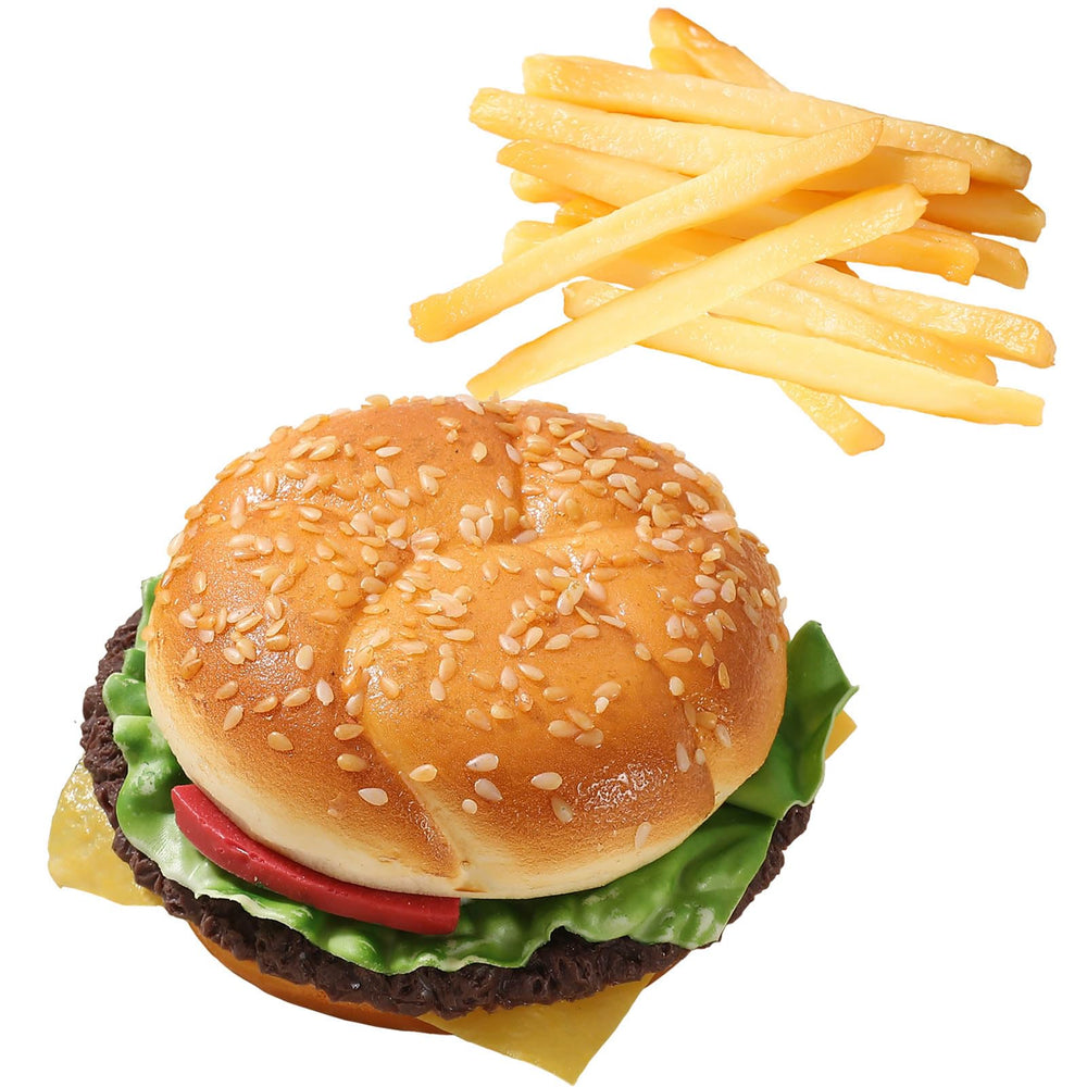 Joeabor artificial hamburger model for display with lifelike textures, ideal for tabletop decor