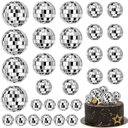 JOERSH disco ball 2cm close-up showing bright mirror shine on cake decoration