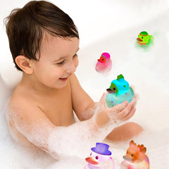 JoFAN colorful rubber duck bath toy with smooth safe surface