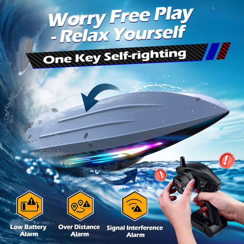 Jogpun 30kmh RC boat self-righting demo for easy recovery