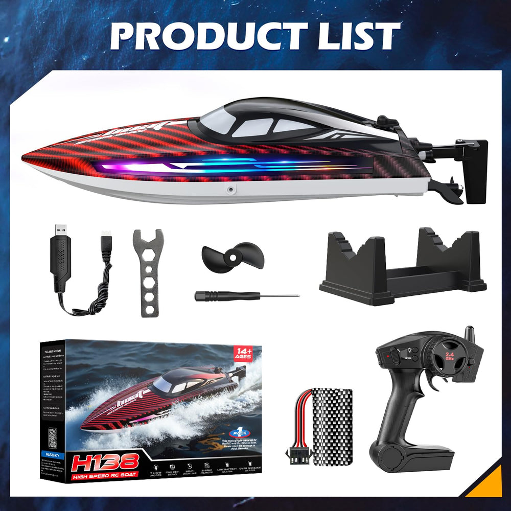 Jogpun RC Boat 30KMH demo mode shows sailing action hands-free.