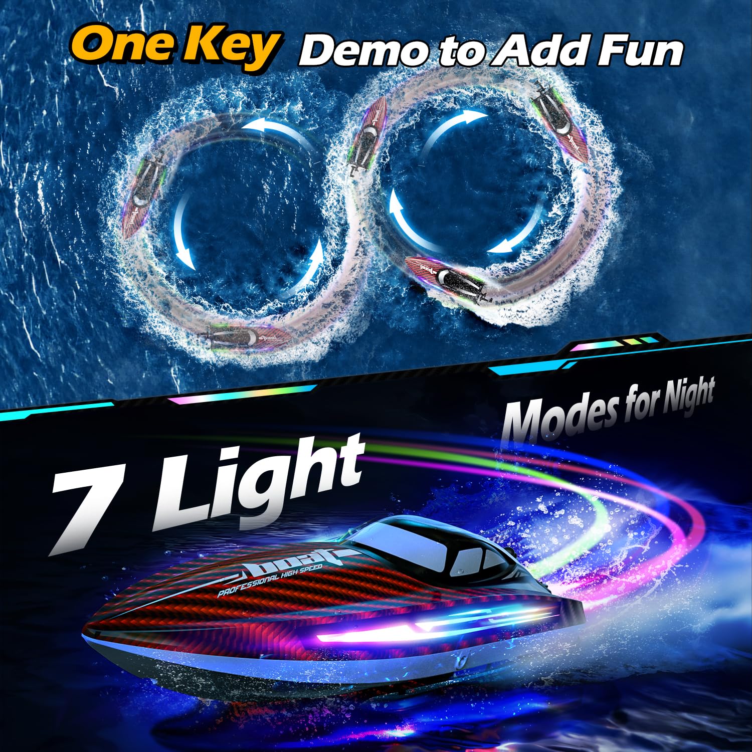 Jogpun RC Boat 30KMH self-righting action lets you resume fast.