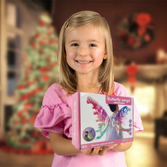 Johehe child wearing glowing wings brings fairy-tale moments to life