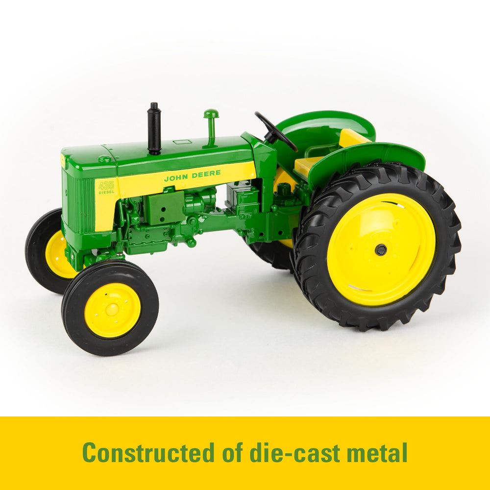 John Deere 435 steering wheel view shows authentic steering for pretend farming.
