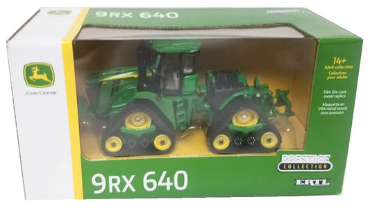 John Deere 9RX 640 Prestige model shows clear interior through windows for authentic detailing.