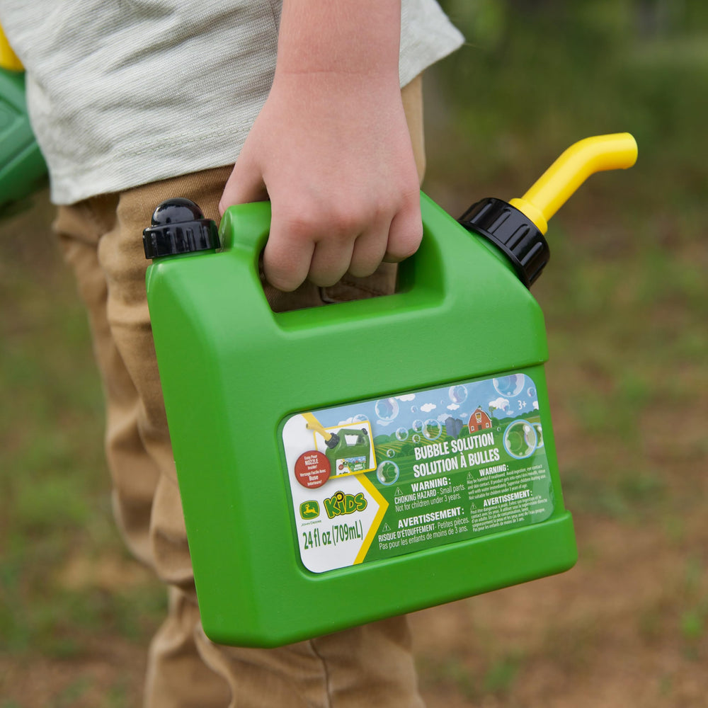 John Deere 24-ounce non-toxic bubble solution for safe outdoor fun.