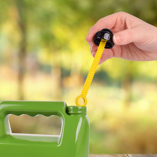 John Deere bubble wand creates long-lasting bubbles for fun.