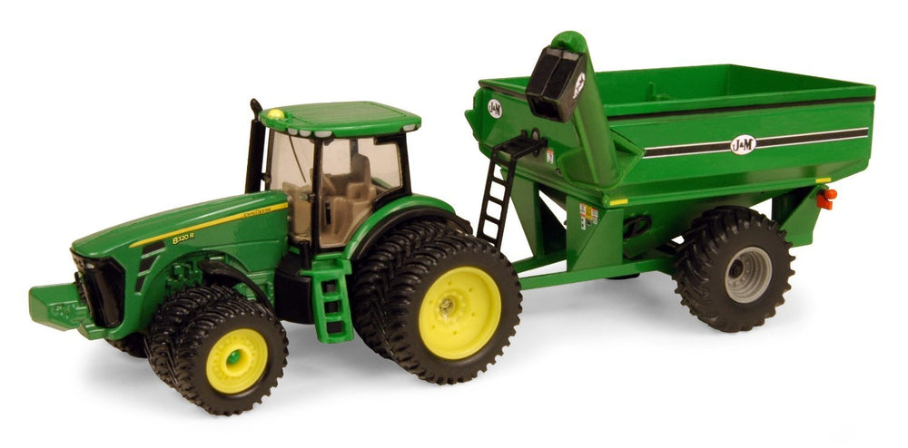 John Deere ERTL tractor with J&M grain cart, durable die-cast build for farm play