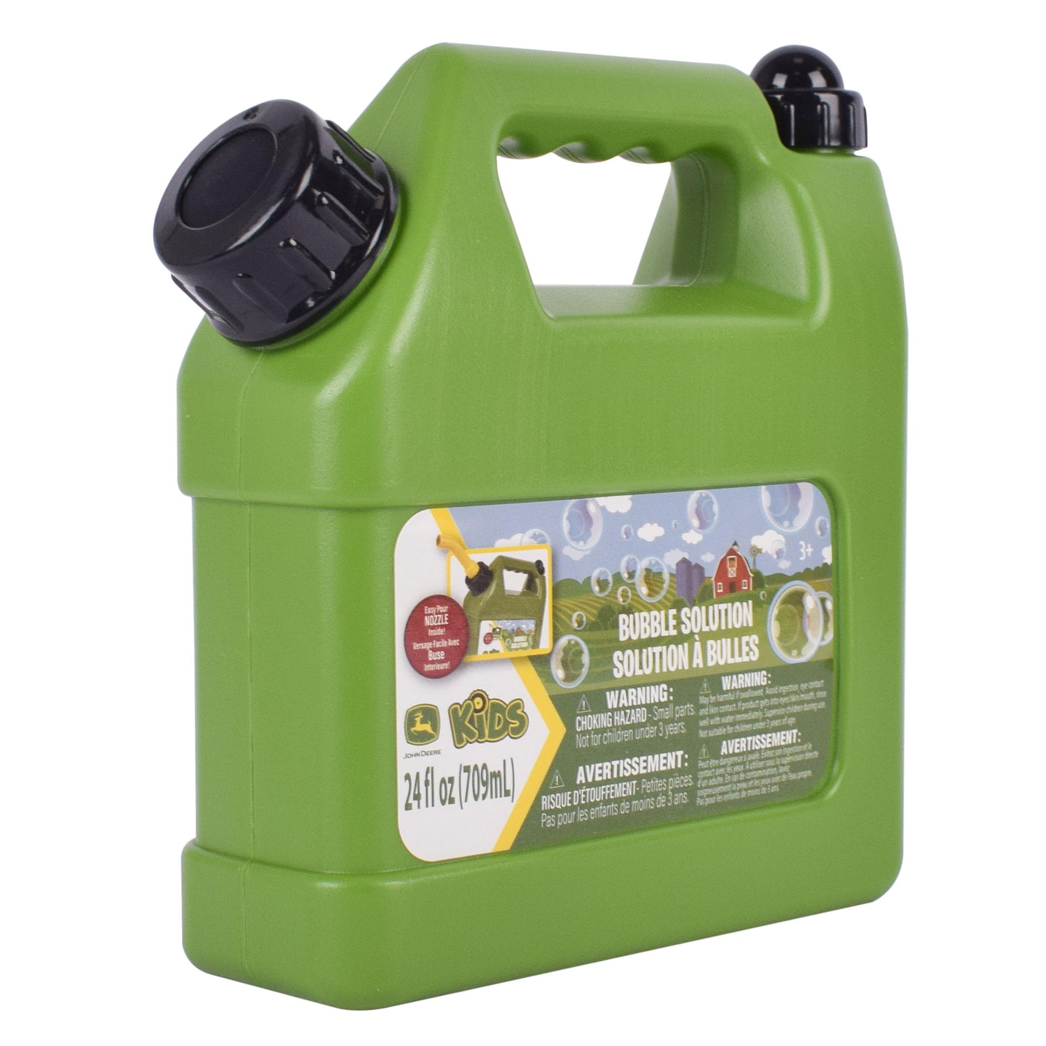 John Deere bubble bottle with easy-grip handle for quick fill.