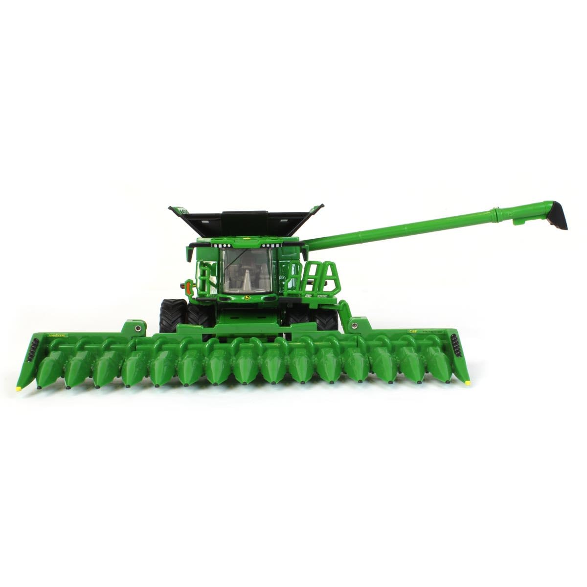 John Deere Prestige X9 1100 combine unloading auger in motion detail.