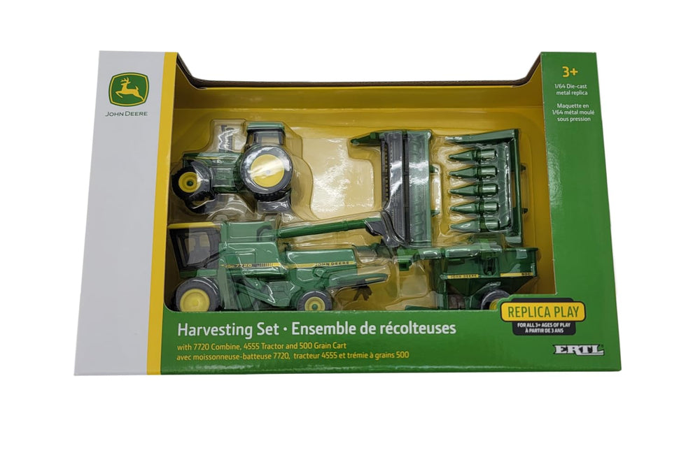 John Deere tractor front view detail, ideal for display and study of scale design.