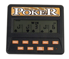 John N. Hansen Classic 5-in-1 Poker electronic games front view for on-the-go family fun.
