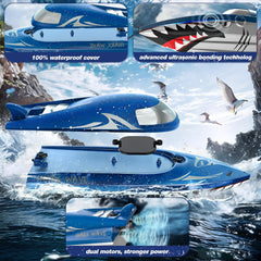 JOI MEW Shark RC Boat water-sensing safety prevents starts on land.