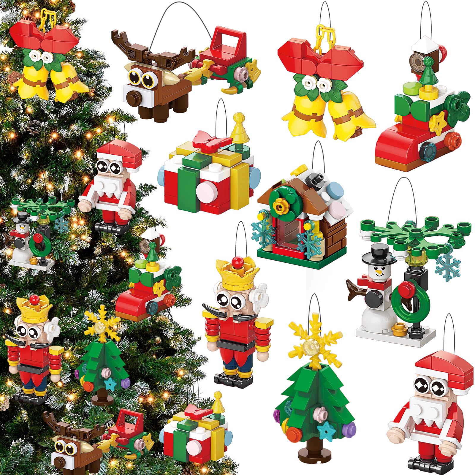 JOICEE Christmas ornaments building blocks collection for festive decorating and family fun