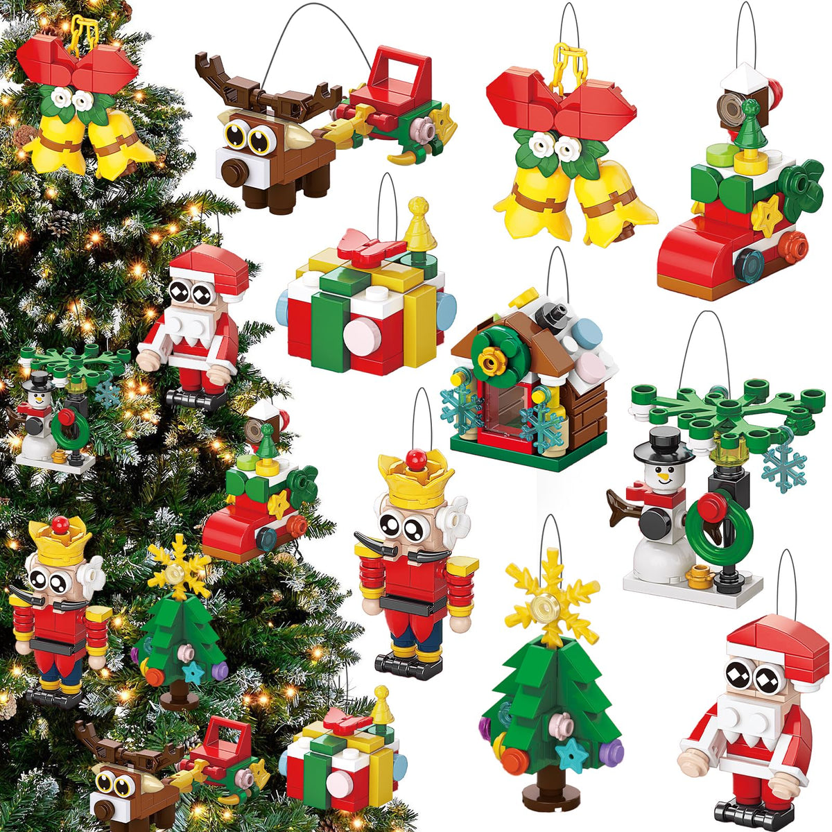 JOICEE Christmas ornaments building blocks collection for festive decorating and family fun