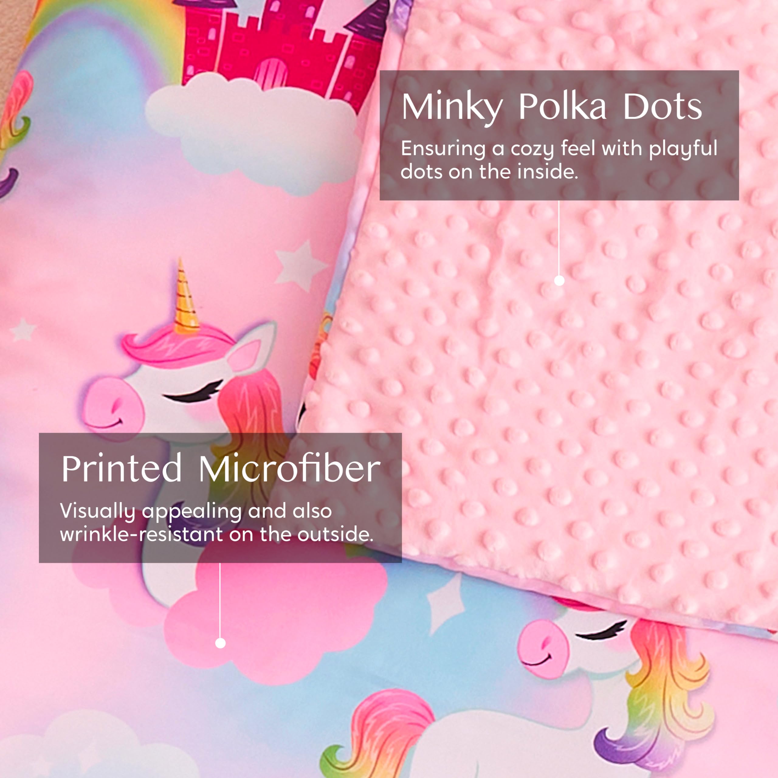 Joiedomi Minky dot fabric lining offers soft, secure nap time.