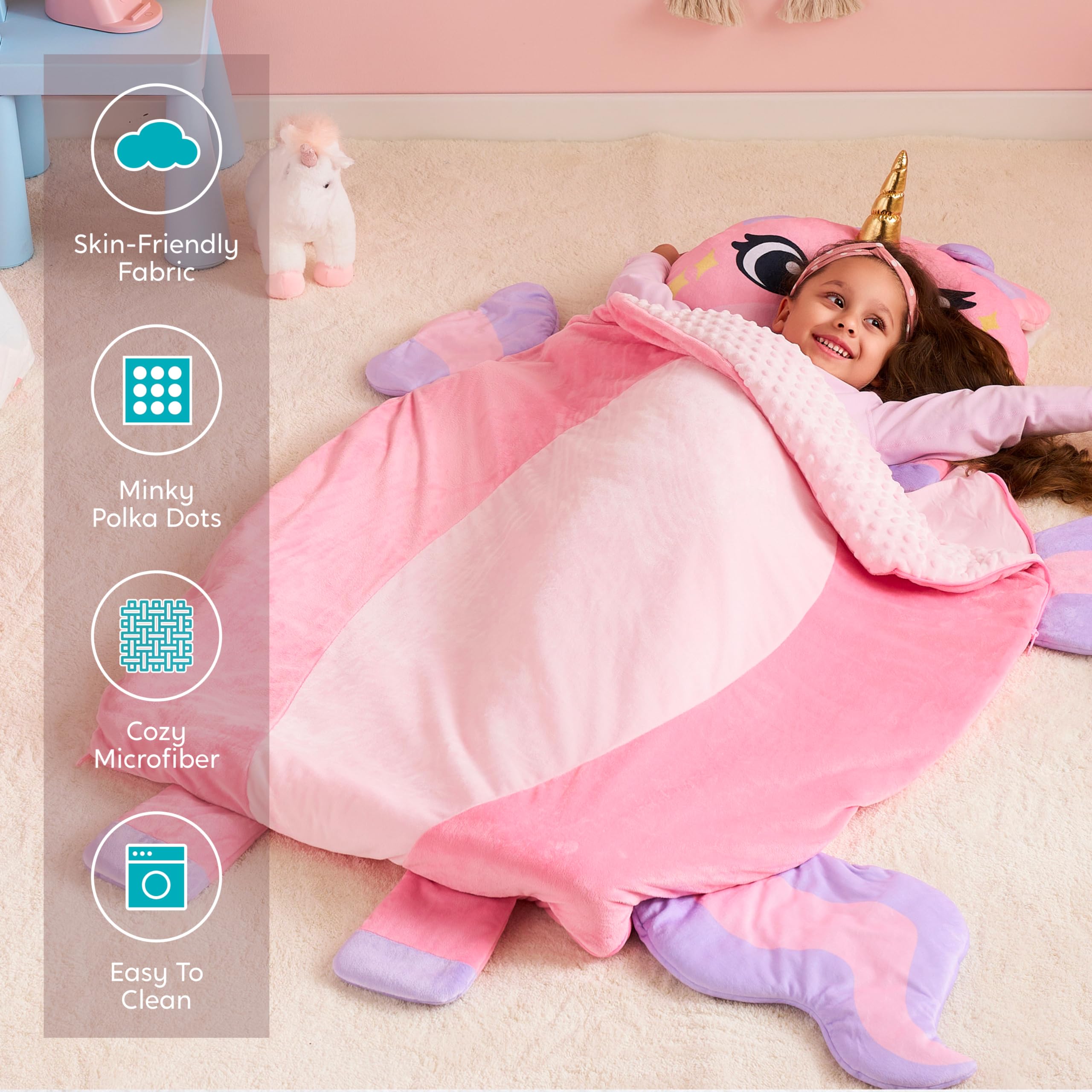Joiedomi nap mat soft plush fabric close-up showing gentle touch.