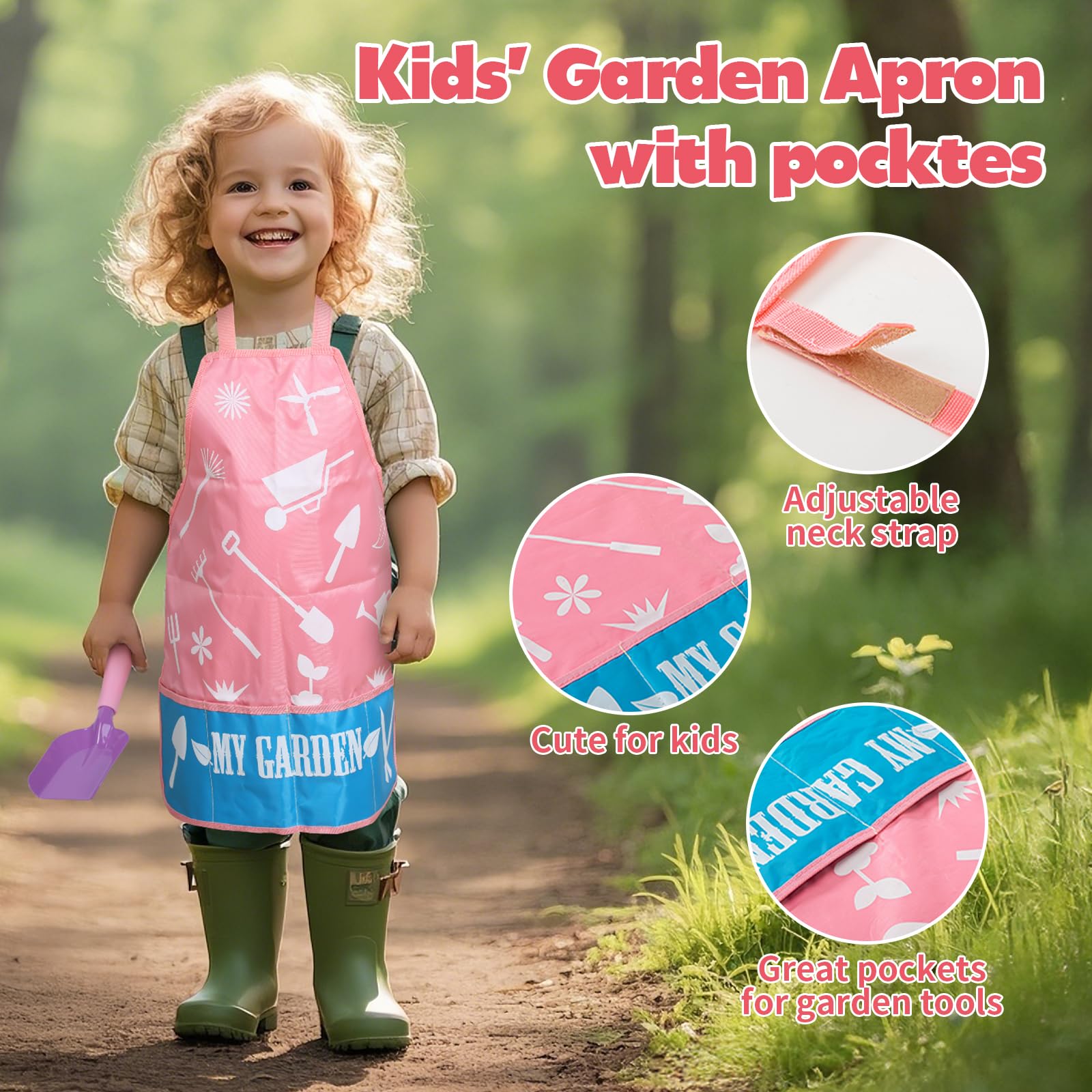 JOI MEW Kids Pink Gardening Tools Set trowel helps precise planting for tiny gardeners.