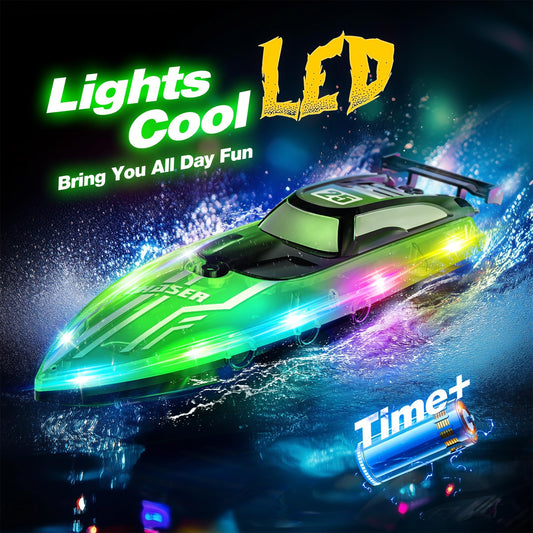 JOI MEW RC boat showing 2-4GHz remote control for interference-free racing