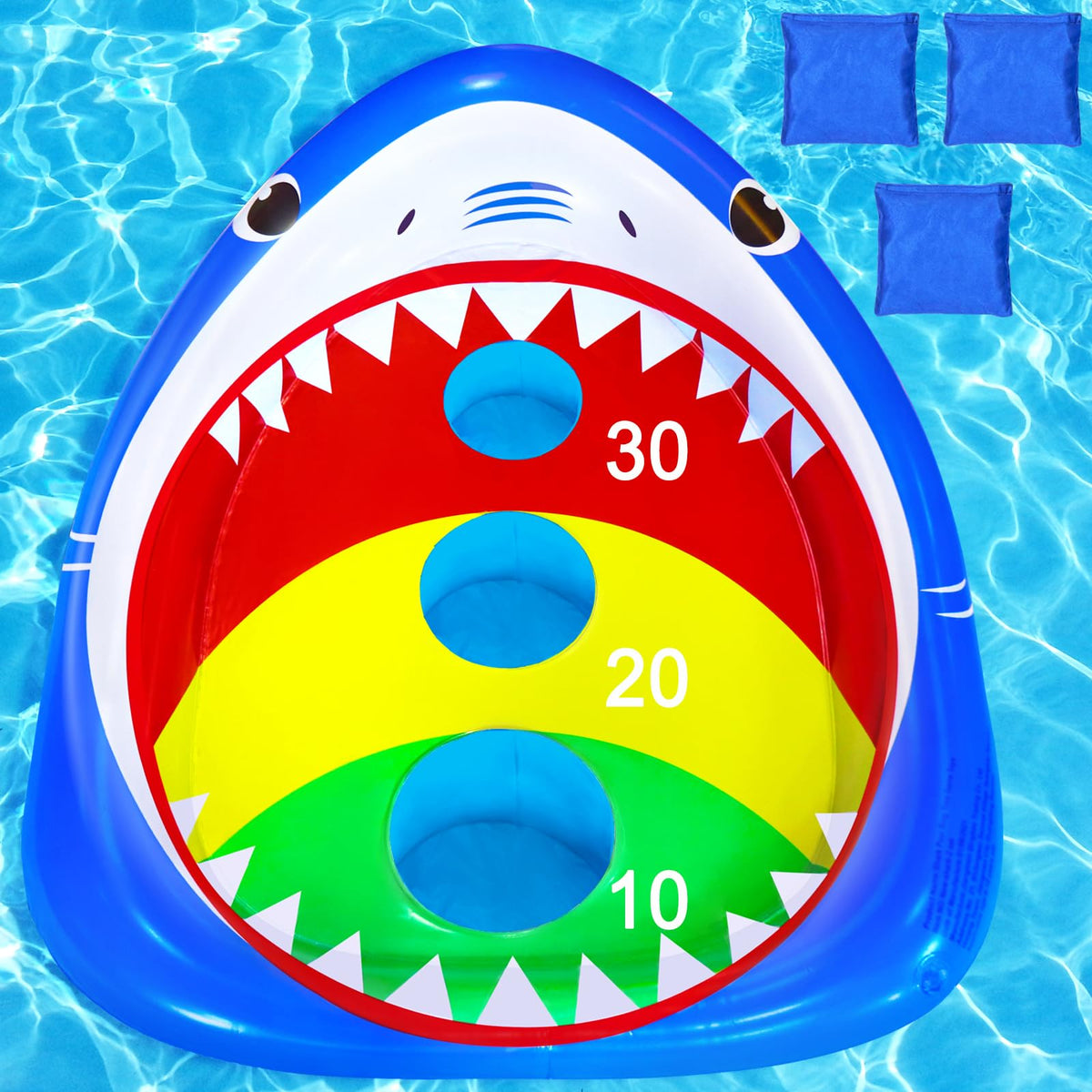 JOINBO inflatable shark cornhole board ready for pool party fun