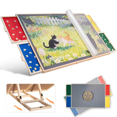 JOIN&JOY 2000-piece puzzle board tilt-rotate in action for comfy puzzling