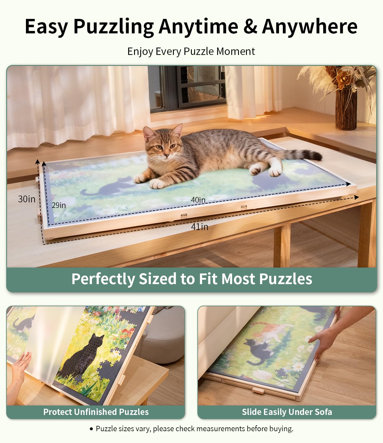 JOIN&JOY portable puzzle table with built-in handle for easy transport