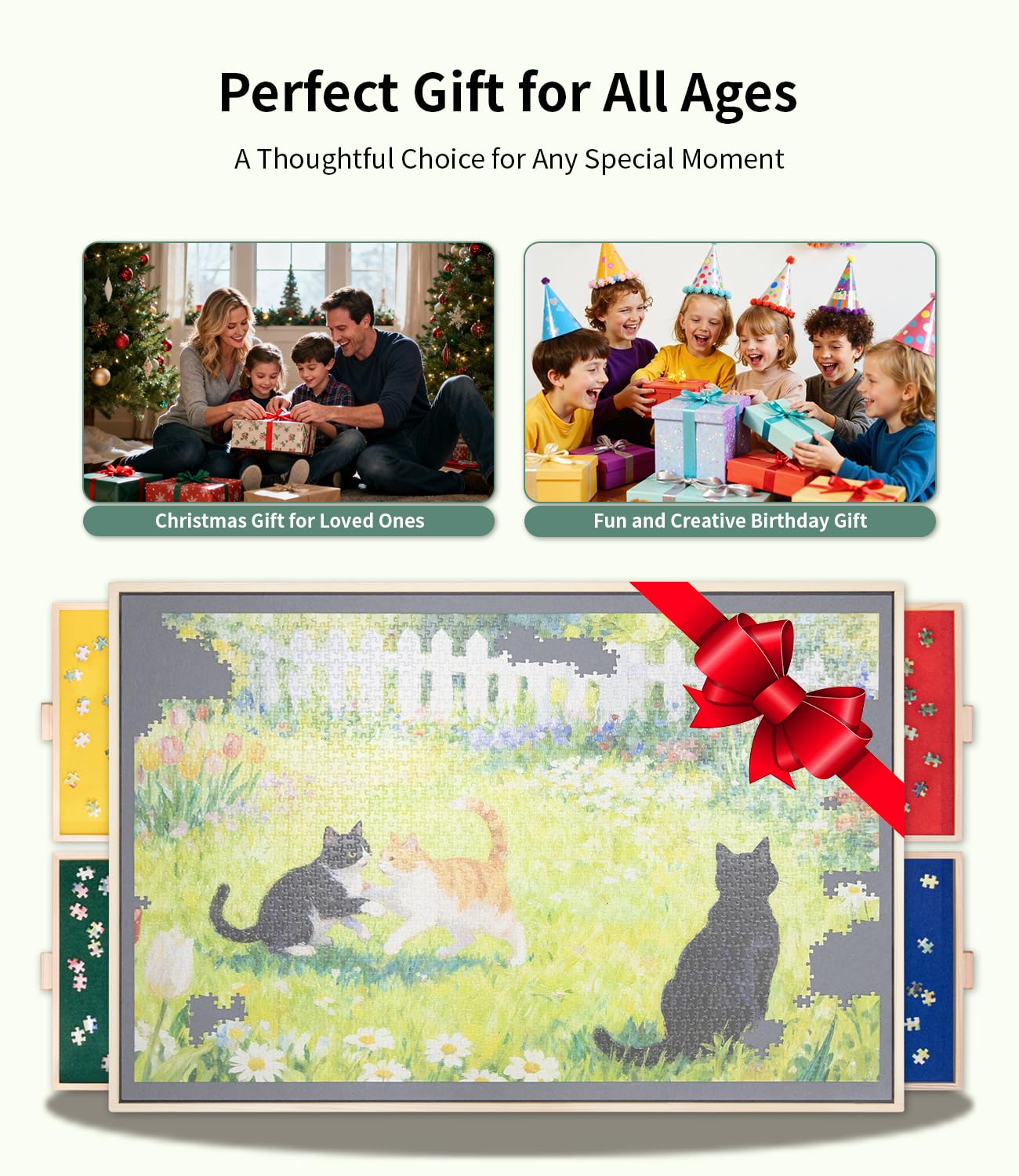 JOIN&JOY portable puzzle table with built-in handle for effortless transport
