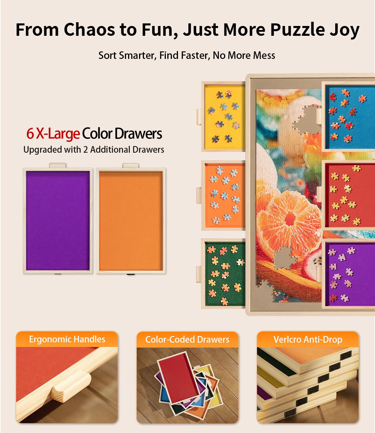 Join&Joy Puzzle Board Pro measures 34 by 25 inches for ample workspace.