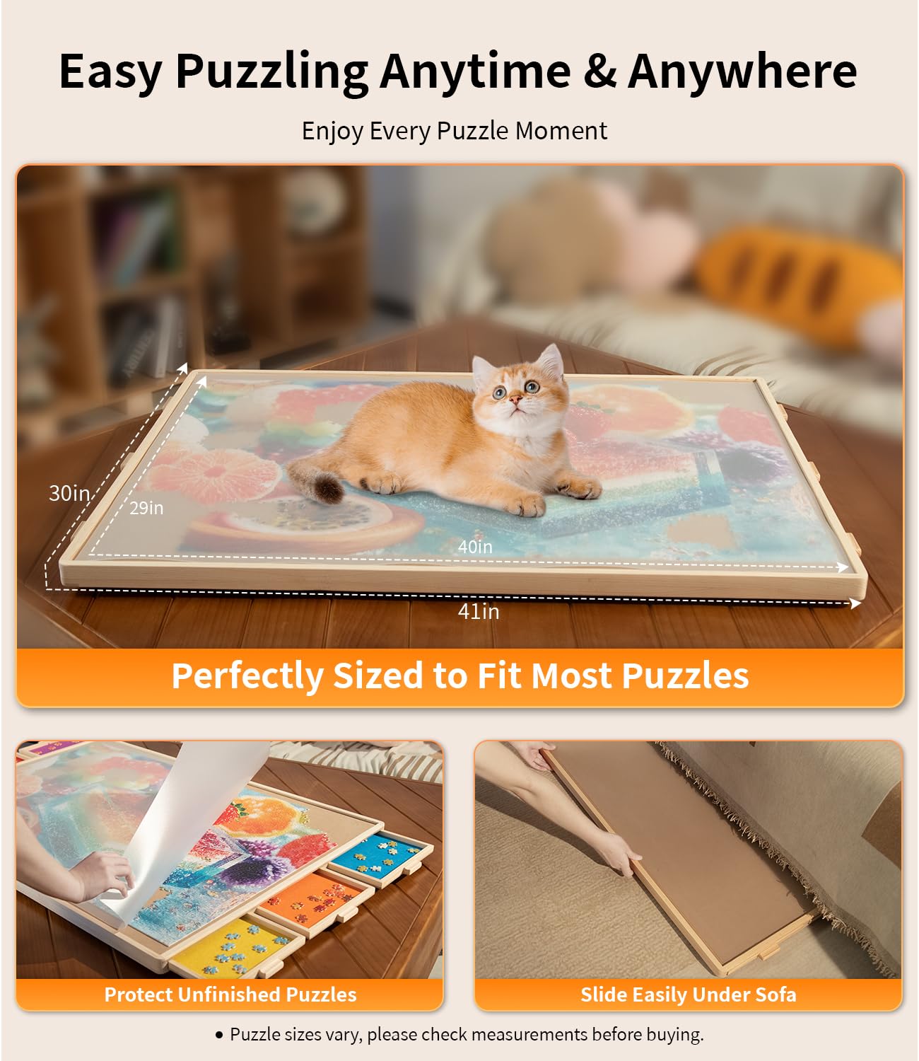 Join&Joy Puzzle Board Pro compact storage under furniture when covered