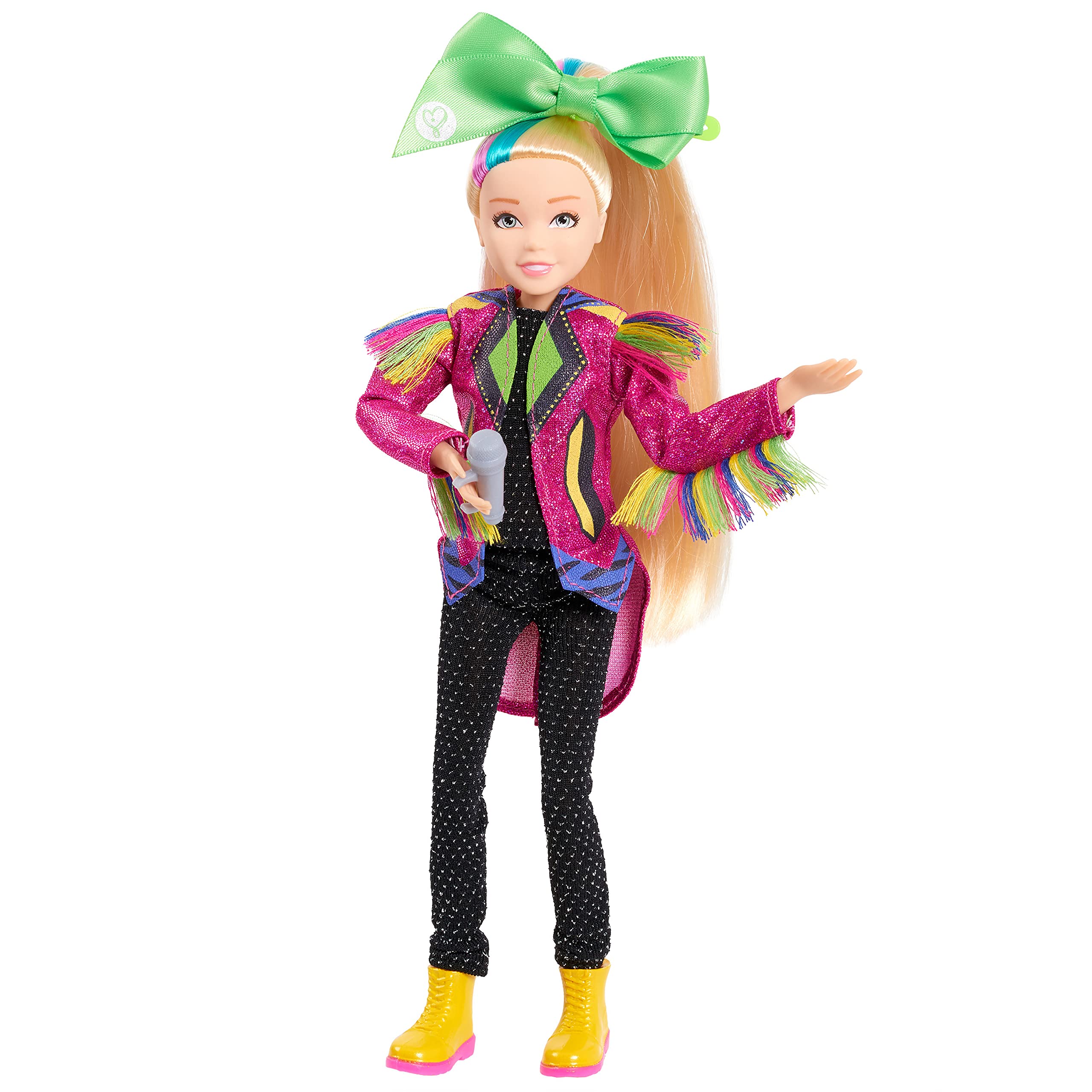 JoJo's silver microphone accessory enhances pretend performances.
