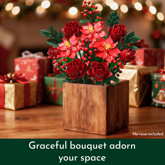JOJO&Peach artificial poinsettia bouquet ideal for year-round home decor displays.