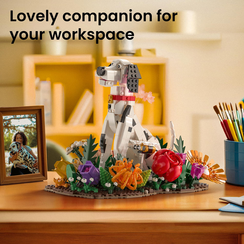 JOJO&Peach Dalmatian with lavender accents elevates workspace mood.
