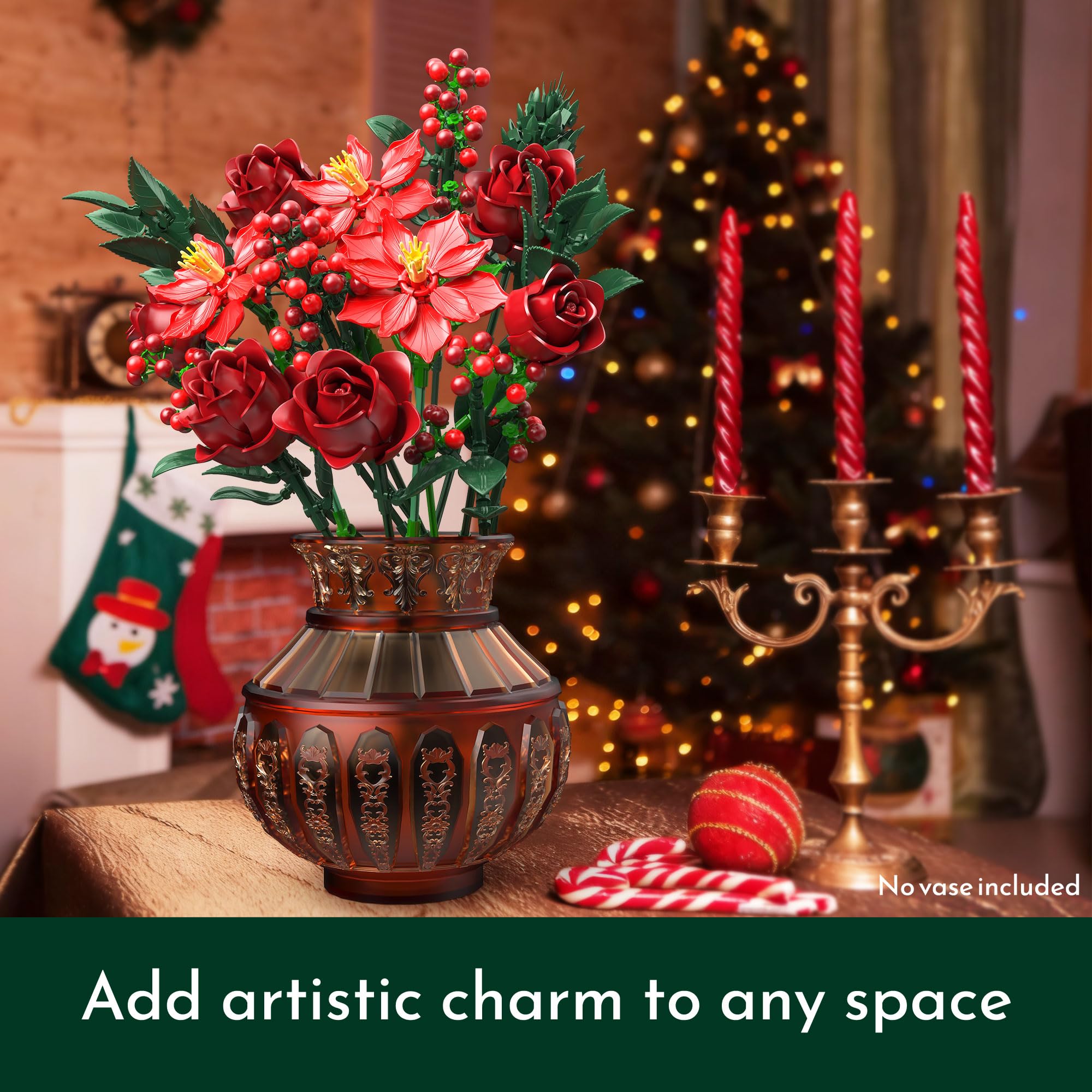 JOJO&Peach holly branches add seasonal color to tabletops and mantels.